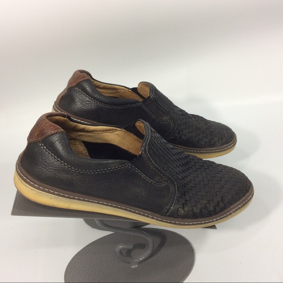 J&M Johnston & Murphy 9M Sheepskin Black Woven Loafers Slip On Driving Shoes - Picture 3 of 9